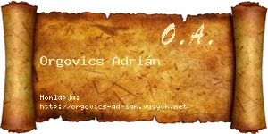 Orgovics Adrián névjegykártya